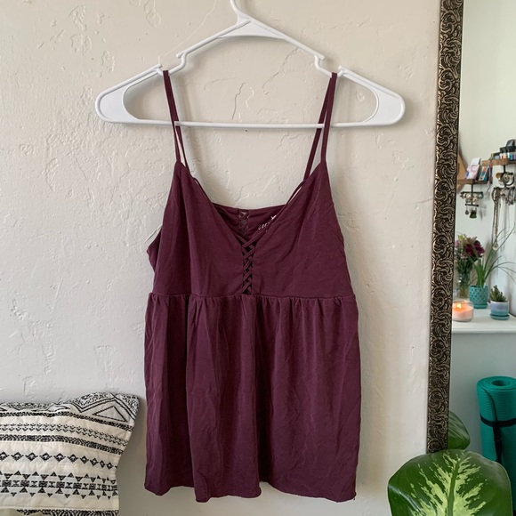 American Eagle Outfitters Tops - Burgundy American Eagle Soft & Sexy Flowy Tank-top